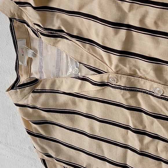 🐎 NWT!! BROWN TAN PINSTRIPE BUTTON UP BLOUSE BEACH COVER UP - Picture 2 of 5